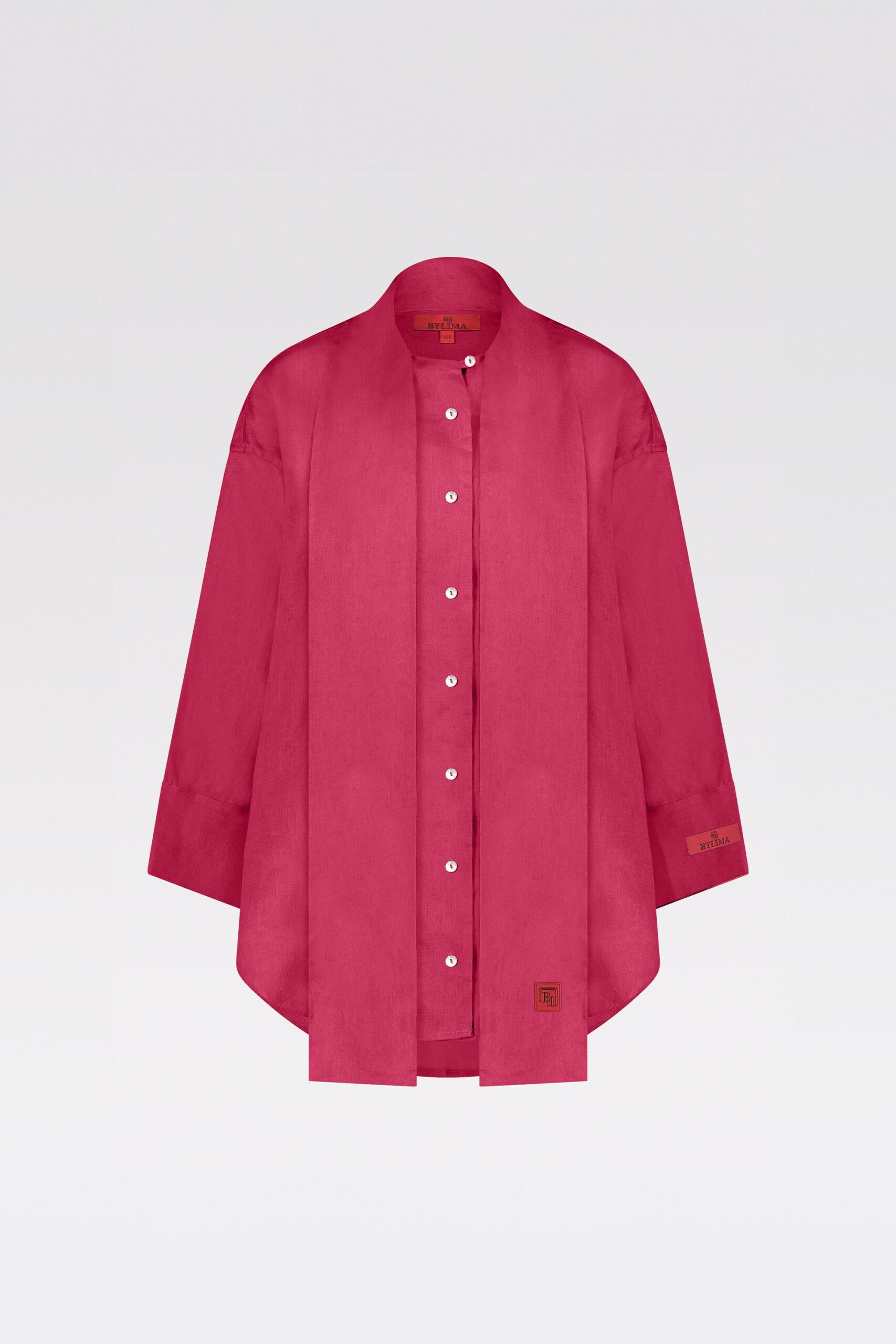 THE BYLIMA LINEN BLOUSE 'RUBY RED' - Image 2